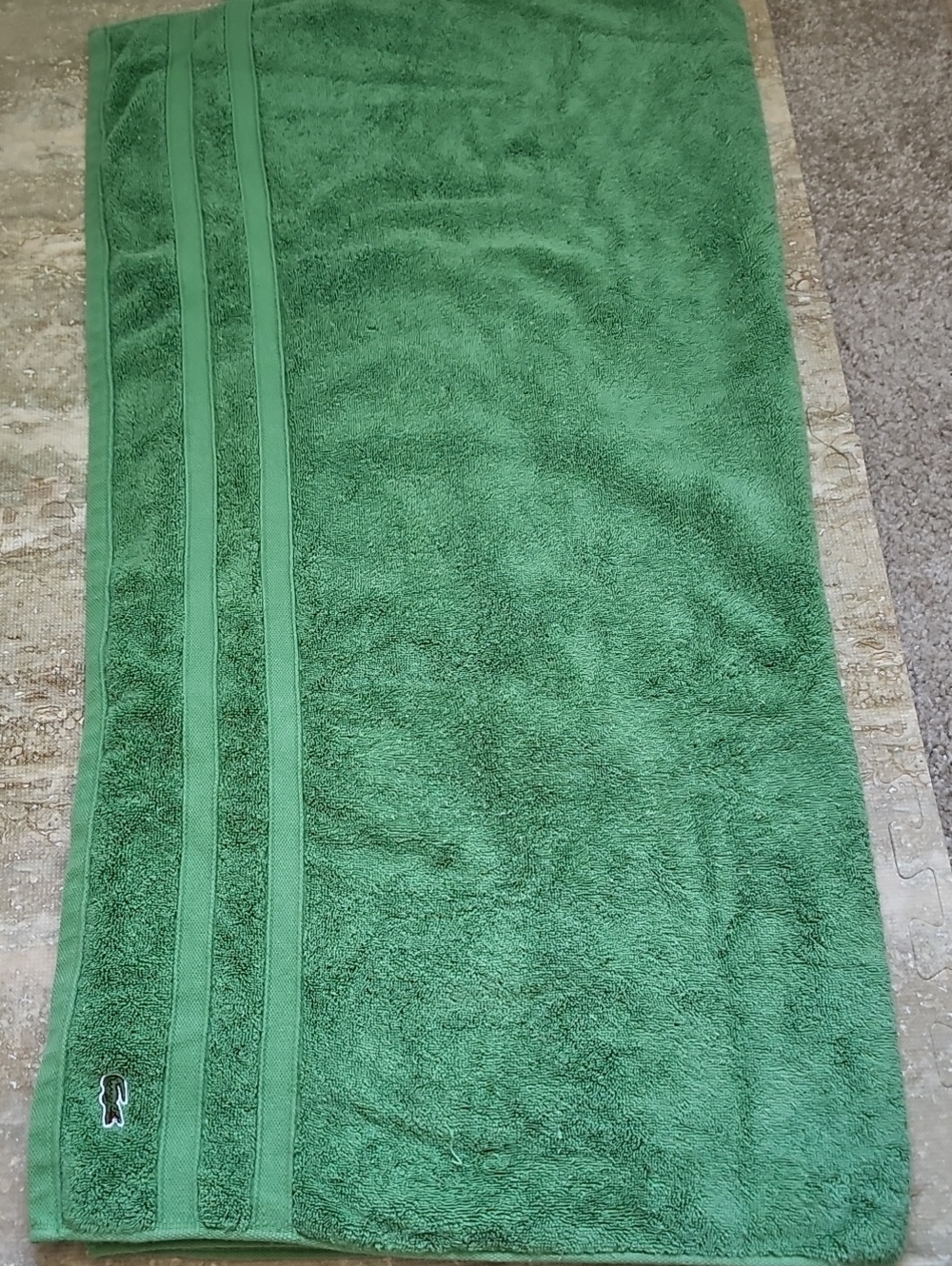 Lacoste Green Bath Towel with Crocodile Emblem